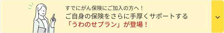 すでにがん保険にご加入の方へ！ ご自身の保険をさらに手厚くサポートする「うわのせプラン」が登場！